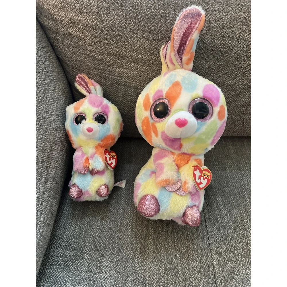 TY Beanie Babies Boos Bunny Rabbit Bloomy Plush Stuffed Animal Medium And Small